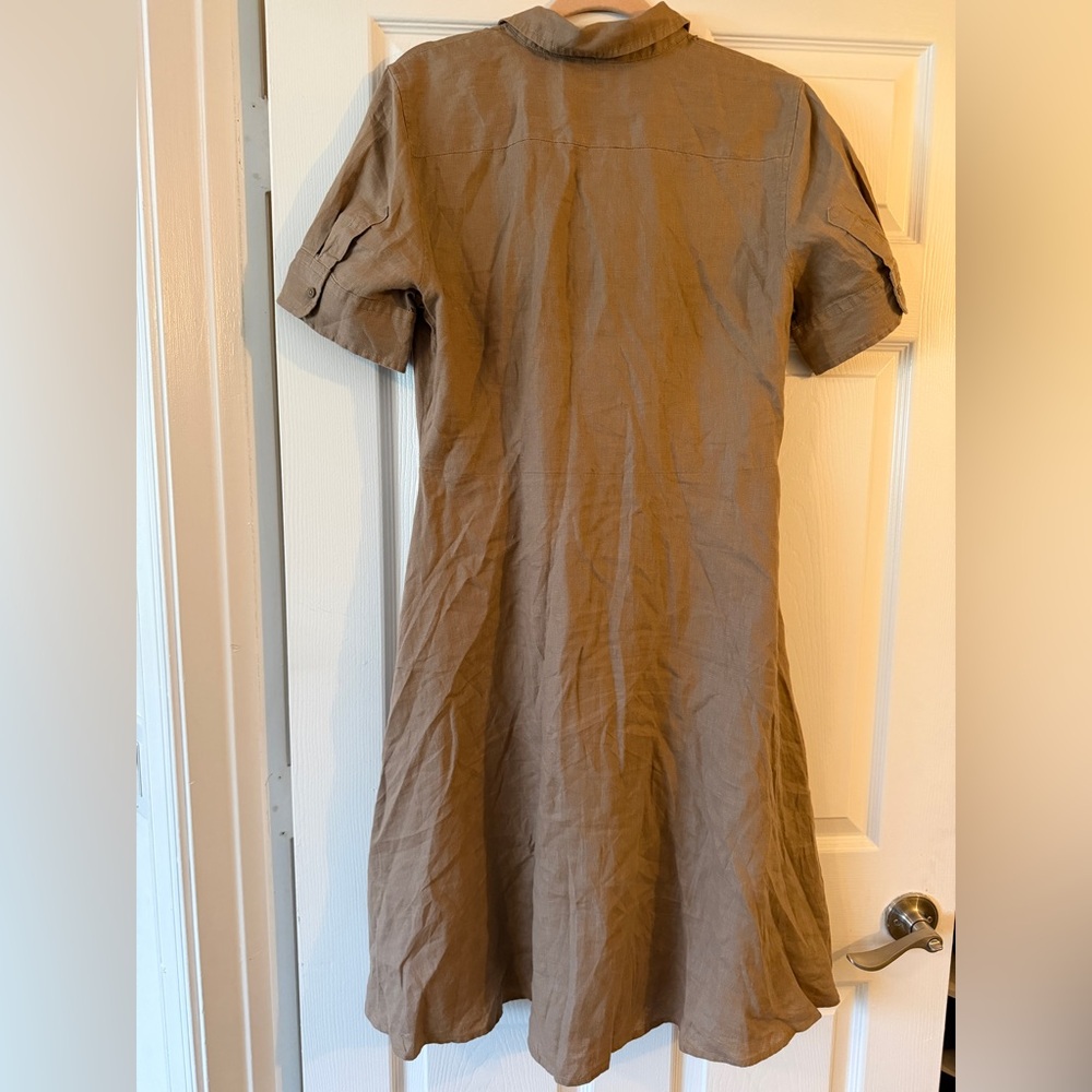 Ralph Lauren Knot-Tie Midi Shirt Dress in Camel Brown - Picture 8 of 9